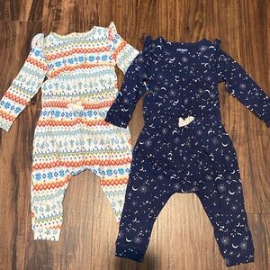 2 Old Navy Sets - Navy Celestial and Multicolor Holiday Prints